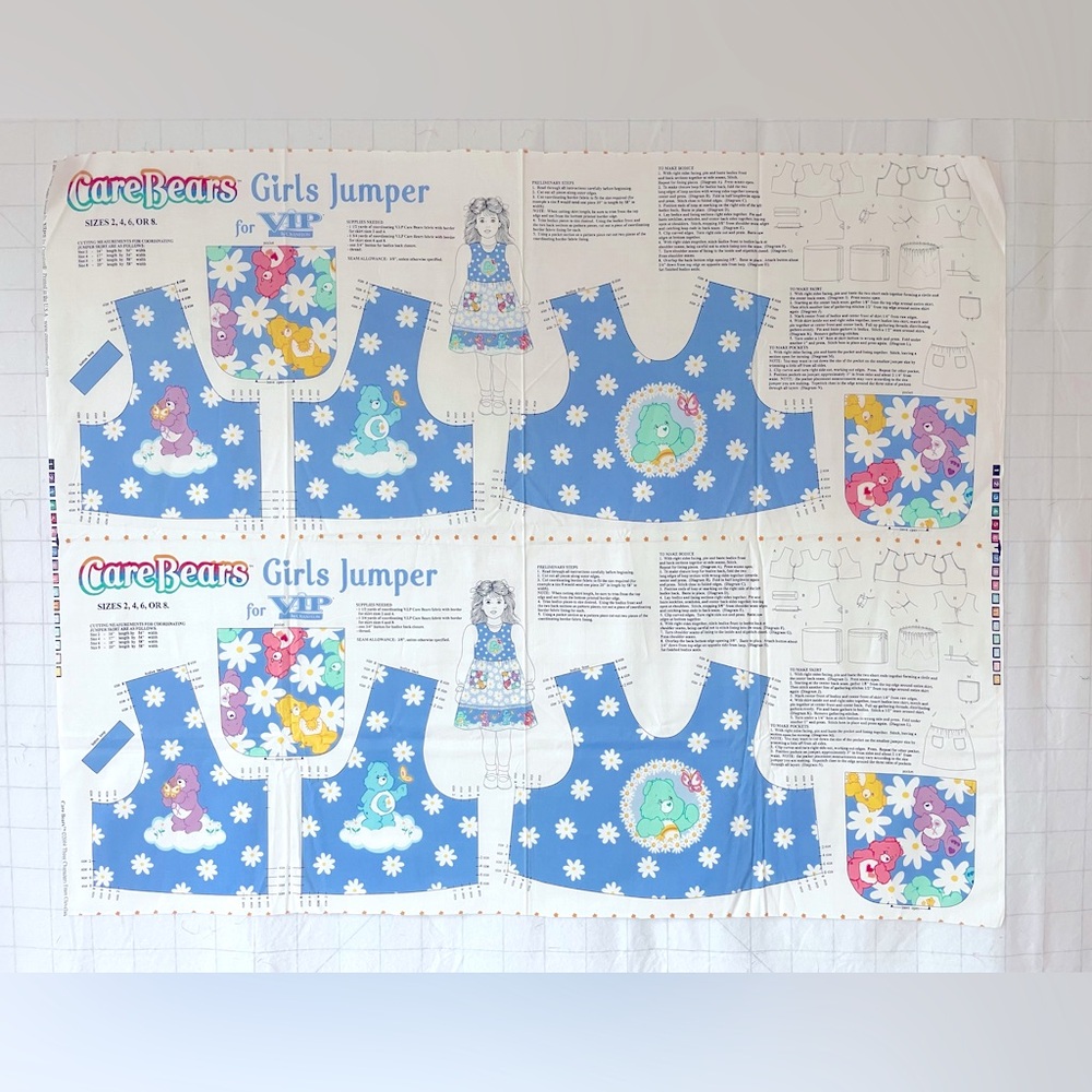 Vintage Care Bears Dress Fabric Panels Makes Two Cranston VIP 2004
